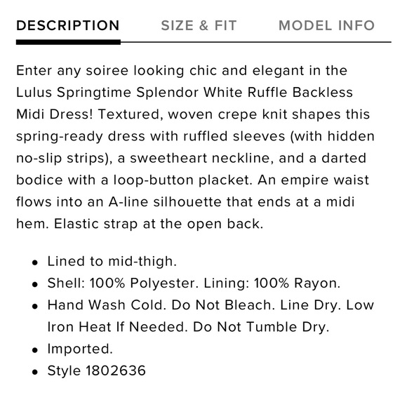 Springtime Splendor White Ruffle Backless Midi Dress Medium NEW - Picture 6 of 9